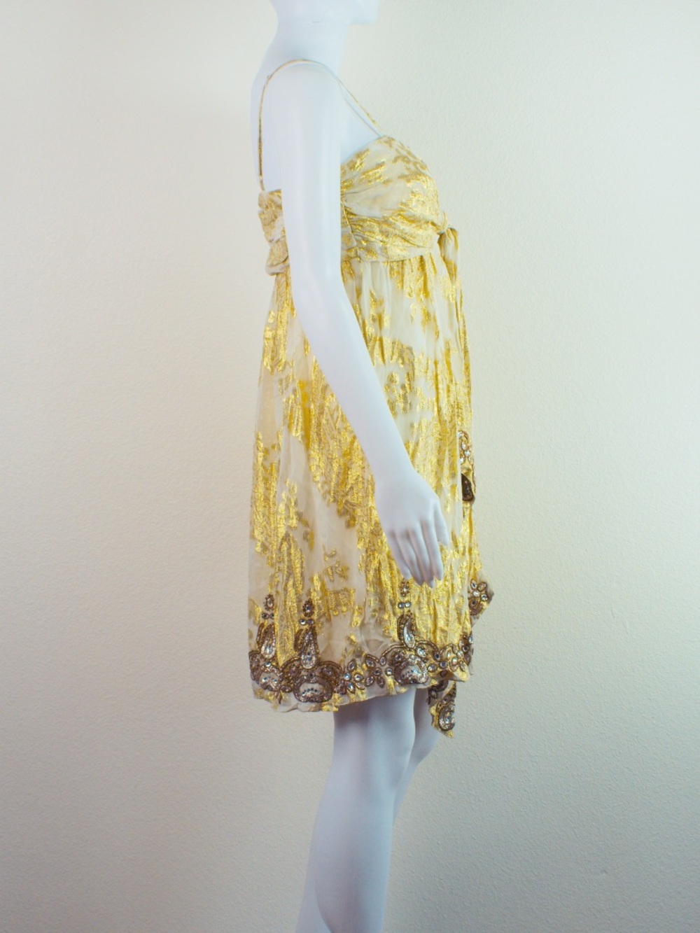 Gold Hawk RARE Vintage Y2K Metallic Babydoll Dress - Picture 3 of 14